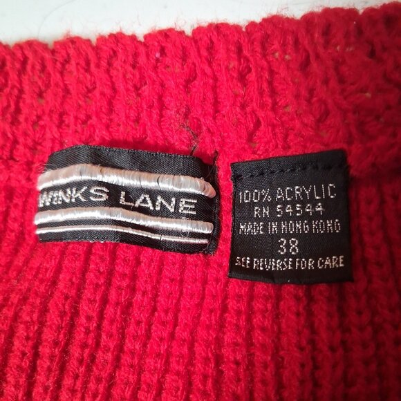 Vintage 1980s Winks Lane Sweater Vest Women Size 38 Red Ribbed Knit Retro - Picture 5 of 11